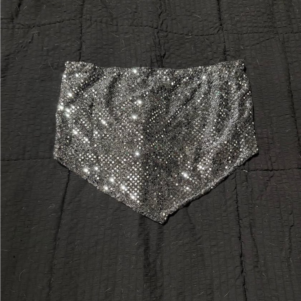 Vintage 90s Sparkling Silver Crop Top